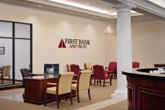New construction of First Bank designed by Architects Southwest. Located in Lafayette, Louisiana.